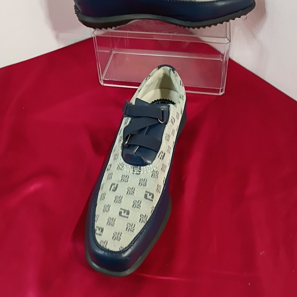 FootJoy Golf Shoe Womens 7.5 M Estate Collection 99319 Spikeless Grey & Blue.